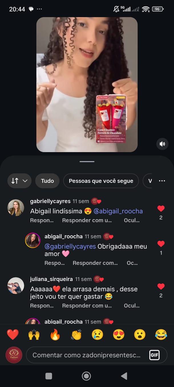 Comentario de cliente da Zadoni